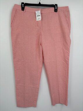 J. Crew Cotton Skimmer Ankle Crop Pant City Fit Size 14 Red NEW